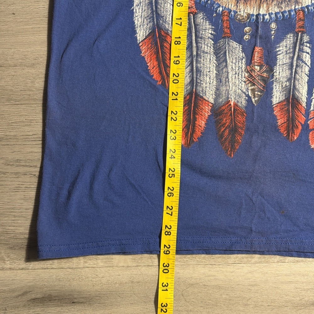 Vintage Wolf Dreamcatcher Eagle Graphic T Shirt XL Navy Y2K Nature Wildlife Tee - Picture 5 of 8